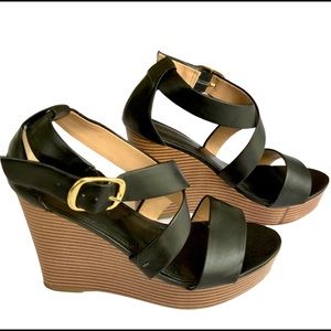 Banana Republic Women’s Black Shoes 7.5 Wedges Platform Strappy Sandals
